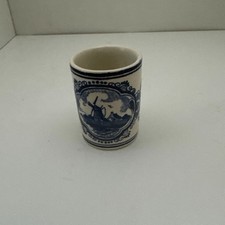 Vintage Vandermint Delft Shot Glass Tooth Pick Holder Ceramic Transfer Windmill  picture
