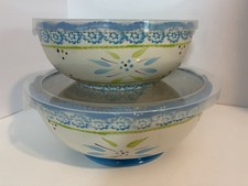 2 Temptations Old World Oceanfetti Blue Covered Serving Storage Bowl 1.25 - 2 QT picture