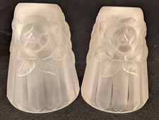 Pair of Vintage Art Deco France Frosted Glass Replacement Shades Degue picture