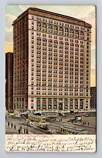 1907 UDB Postcard Pittsburgh PA Frick Building Trolley Streetcars Horse Carriage picture