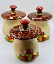 Vintage Mushroom Canister Set of 3 McCoy Pottery 545 Red Merry Mushroom Style picture