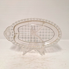 Hazel Atlas Jewel Pattern Divided Relish Dish Clear Depression Glass USA picture