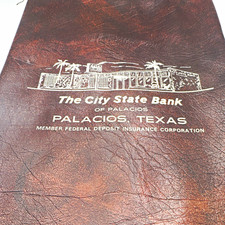 The City State Bank of Palacios TX Brown Zippered Deposit Bag Banking Theme picture