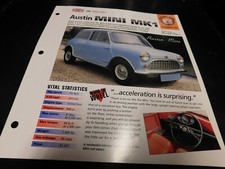 1959-1967 Austin Mini MK1 Spec Sheet Brochure Photo Poster 60 61 62 63 64 65 66 picture