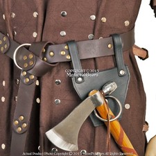 Leather Medieval Axe Hanger Viking Hatchet Belt Holster Tomahawk Holder LARP picture