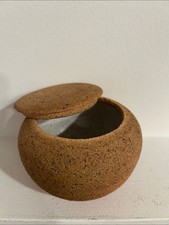 Handcrafted Brown Ceramic Lidded Jar - Rustic Home Art No signature picture