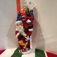NOS Vintage 1996 Christopher Radko TOYS FOR ALL Santa Glass Ornament 96-153-0 picture
