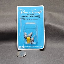 Vtg Fibre-Craft Miniature Tiny Mice and Cheese No. 8532 Doll House Diorama NOS picture