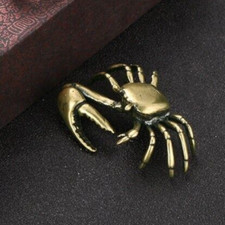 Brass Crab Animal Statue Small Sculpture Tabletop Figurine Home Decor Gifts~ picture