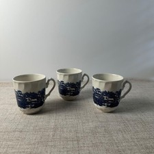 Vintage Blue & White Transferware Mugs Set of 3 | Made in England Scenic Cups picture