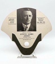 Vintage 30s Steve Gore Sheriff Campaign Fan Winnebago County WI Political picture