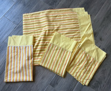 VTG 1970s Manor House Mod Striped Flat Sheet + 2 Pillowcases Gold Orange EXTRA picture