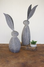 Short Faux Stone Rabbit With Tall Metal Ears Perfect For Easter Garden Decor picture