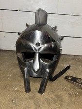 New Gladiator Maximus Roman Spiked Helmet 18GA Carbon Steel One Size picture