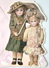 Vintage Greeting Card Stand Up Doll Card France Circa 1870 Schmitt & Fils Bebe picture