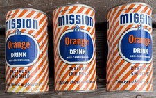 1950s Lot of 3 Mission Orange Drink Cans Bank from a Mission Plant in Arkansas picture