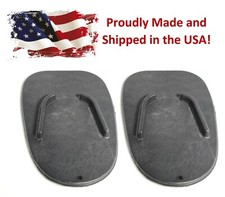 (2) Motorcycle Kickstand Pad Plate Biker's Kick Stand Black Harley Honda Plastic picture