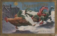 Black 1909 Thanksgiving-Lost by a Tail Antique Postcard 1c stamp Vintage picture