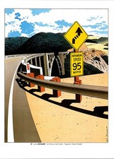 Guy Billout - Paved Roadway Curves Left Across a Bridge 1987 Art Print A23 picture