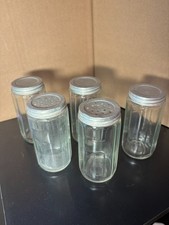 vintage hoosier cabinet spice jars set of 5 with 2 shakers 1920's picture