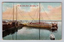 Burlington VT-Vermont, Lake Front, Boats, c1910 Antique Vintage Postcard picture