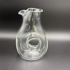 Vintage Handblown Glass Biomorphic Doughnut Hole Carafe Pitcher Decanter 10” picture