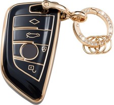Key Fob Cover for BMW 2 3 4 5 6 7 X1 X2 X3 X5 X6 Series Soft TPU Gold/Black picture