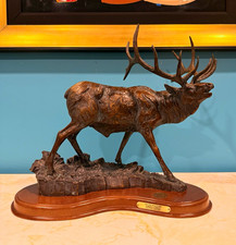 Bronze Elk Sculpture Terrell O'Brien Sounds of Autumn NWTF Ltd Ed 1402/2600 17” picture