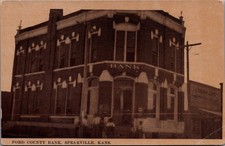 Vintage RPPC Ford County Bank Spearville Kansas Early 1900s Main Street Scene picture