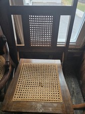 Antique Wooden Folding Chair With Cane Sitting picture
