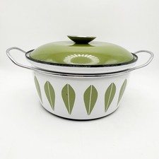 VTG Cathrineholm Norway Lotus Enamel Dutch Oven Casserole Dish Green RARE 8.5” picture