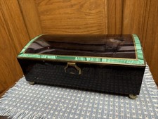 Maitland-Smith box tessellated marble malachite inlay brass 11.25x7x4.5” picture