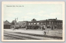 1920 Nippersink Blvd. Train Depot Downtown Fox Lake Illinois IL Antique Postcard picture