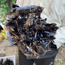 20.5LB Natural Smoky Black Quartz Cluster Crystal raw Specimen Healing picture