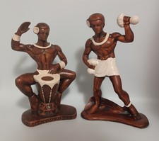 Vintage 1959 Treasure Craft Ceramic Hawaii Drummer & Dancer Figures 11