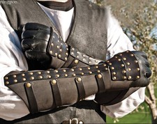 Leather Arm Guard Armor Cuff Bracer Knight Costume Battle Medieval Viking picture