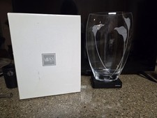 Mikasa Crystal Ellipse Vase Calla Lily Etched Clear Blown Glass 12