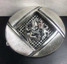 Artisan made Saint George and the Dragon sterling 10k Gold accented buckle picture