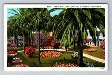Coronado CA-California, Patio Hotel Del Coronado, Gardens, Vintage Postcard picture