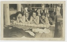 Flapper Females At Beach 1930 Playful Lesbian Photo Antique LGBT Kiss Gay Q10043 picture