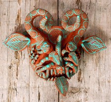 Demon Devil Mask with Snakes Clay Ocumicho Michoacán Handmade Mexican Folk Art picture