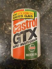 Vintage Castrol GTX 10W/30 Super Multi Grade Motor Oil 1 Quart Can Sealed RARE picture