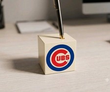 Vintage Chicago Cubs Weighted Desk Pen Holder Paperweight Base MLB Baseball picture
