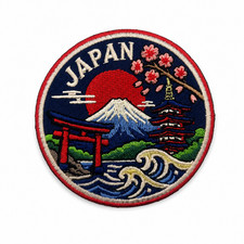 Japan Patch 3 Inch Iron On Embroidered Mount Fuji Japanese Travel Souvenir picture