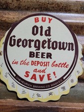VINTAGE OLD GEORGETOWN BEER PORCELAIN SIGN RARE OLD LAGER ALCOHOL BEVERAGE DRINK picture