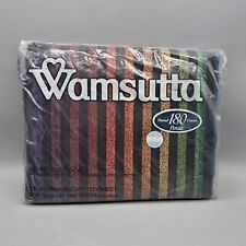 Vintage 80s Wamsutta California King Fitted Sheet Black Rainbow Striped Rare picture