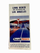 1956 Texaco Sky Chief oil gas Long Beach street road map metro Los Angeles, Ca. picture