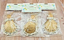 Christmas 4 Pkgs of Vintage Angels Ornaments w/Sea Shell Body & Wooden Head NOS picture