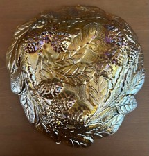 Indiana Carnival Glass Loganberry Bowl Marigold Iridescent Amber Embossed 606 picture