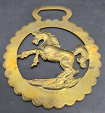 Brass European Horse Harness Badge Bridle Medallion Equestrian HORSE Vtg 4in picture